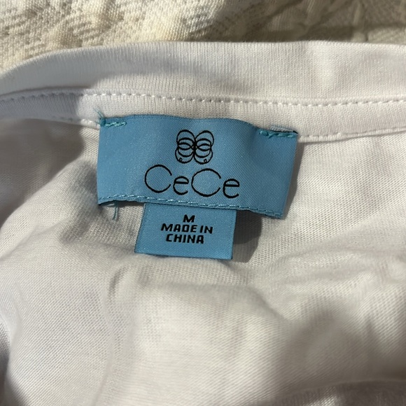 CeCe Iridescent White Puff Sleeve Top - Picture 10 of 12